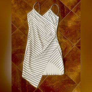 White and black striped sun dress